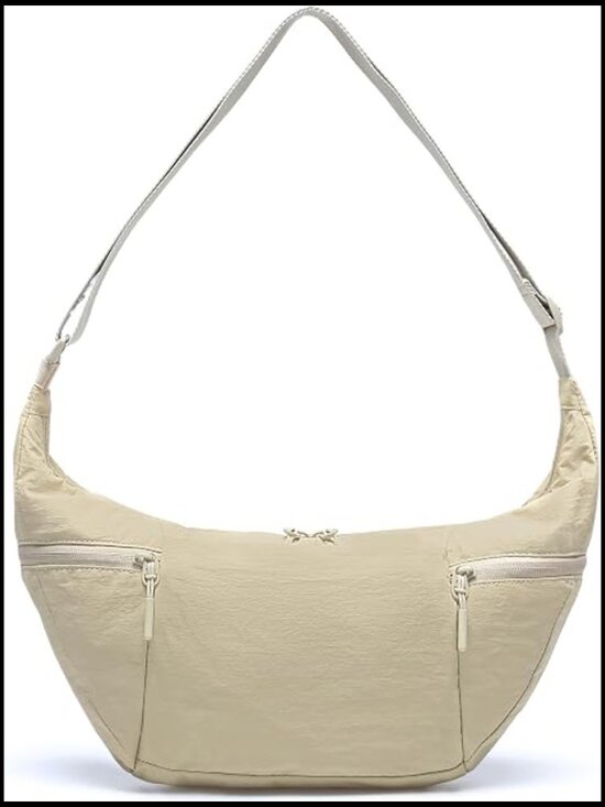 Handbags - Lightweight Nylon Crescent Crossbody Bag Adjustable Sling Shoulder Hobo Purse